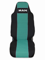 Чехлы MAN TGX с 2021 года с регулировкой (полиэфир, черный, зеленая вставка)