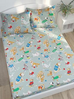 Простынь Сказка "Dogs on blue" 200х215 см, перкаль