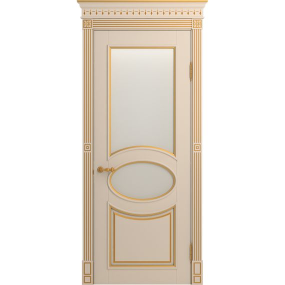 Межкомнатная дверь массив бука Viporte Лацио ваниль патина золото остеклённая