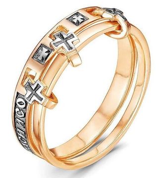 Кольцо День и Ночь. Серебро с позолотой.