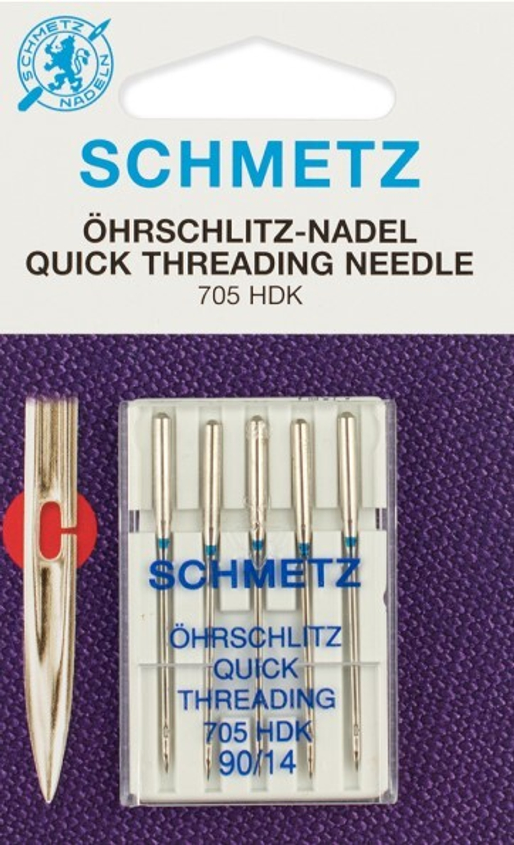 Иглы легковдеваемые Schmetz 705 HDK №90, 5шт.