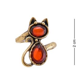 AM-3726 Кольцо «Киска» (латунь, янтарь)