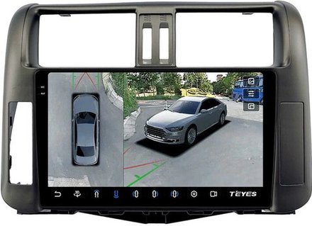 Магнитола для Toyota Land Cruiser Prado 150 2009-2013 (рамка графит) - Teyes CC3-2K-360 на Android 10, 2K QLED, 6Гб+128Гб, CarPlay, 4G SIM-слот, 4 камеры в комплекте