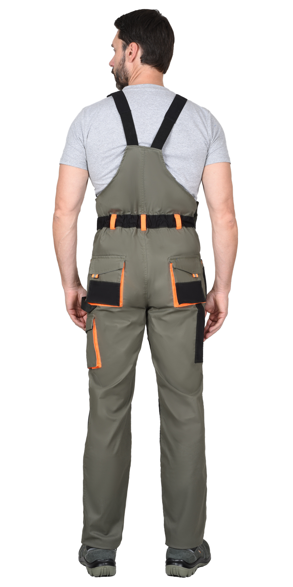 Костюм "Стрейч" куртка п/к оливковый с оранжевым и черным