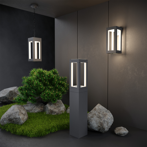 Уличный подвесной светодиодный светильник 1528 TECHNO LED Frame серый