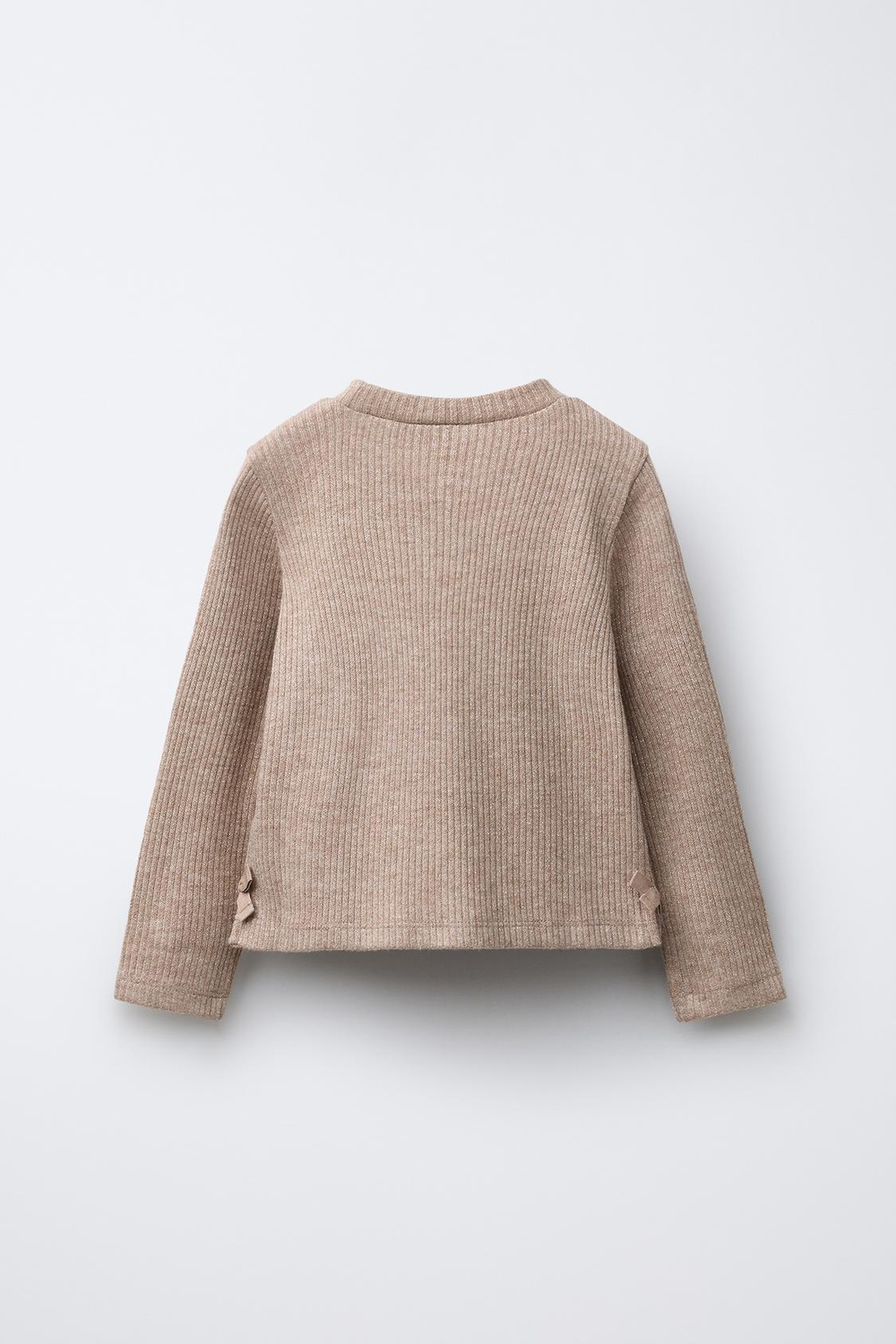 ZARA БЛЕСТЯЩАЯ ФУТБОЛКА В РУБЧИК С БАНТАМИ, РЫЖЕВАТО-КОРИЧНЕВЫЙ