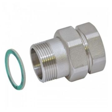 Разъёмное соединение американка Stout 3/4" НР/ВР прямое с плоским уплотнением никель SFT-0045-000034