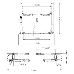 KraftWell (KRW4DLM/220) Подъемник двухстоечный г/п 4000 кг электрогидравлический