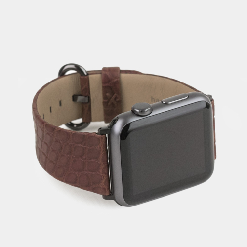 Ремешок для Apple Watch 44/45/46 mm из кожи аллигатора, коричневого цвета