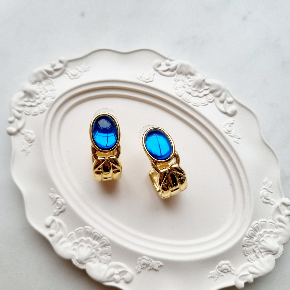 Серьги Trifari синий люцит