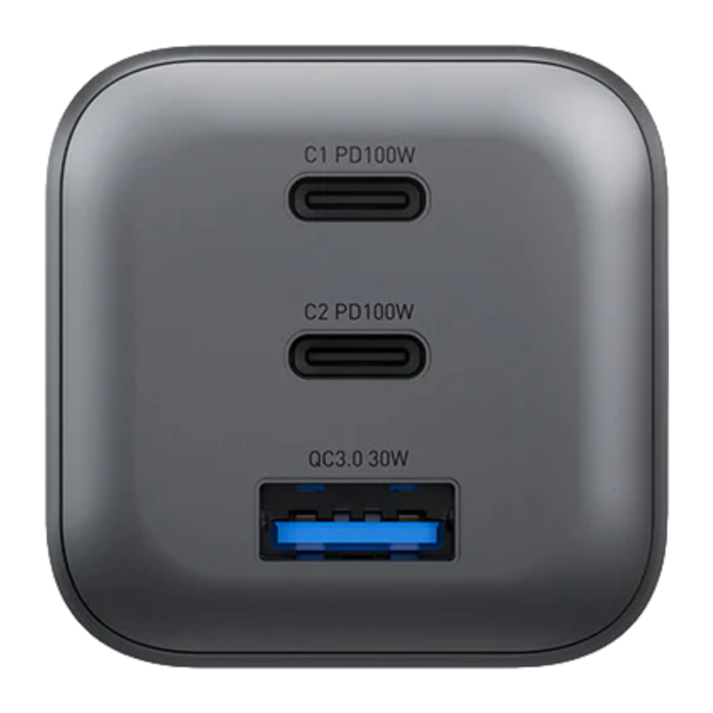 Сетевое зарядное устройство Energea AmpCharge Mini 100 мощностью 100 Вт (2 USB-C, USB-A) (GaN) Многопортовый мощный адаптер питания. Есть поддержка PD 3.0, QC 3.0, PPS, AFC, SCP и FCP