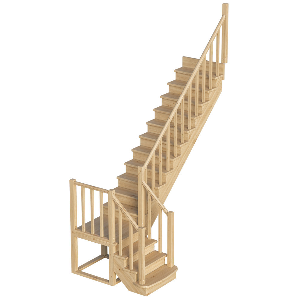 Лестница на второй этаж К-022м Правая с подступенками