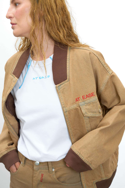 Бомбер DENIM JACKET бежевый