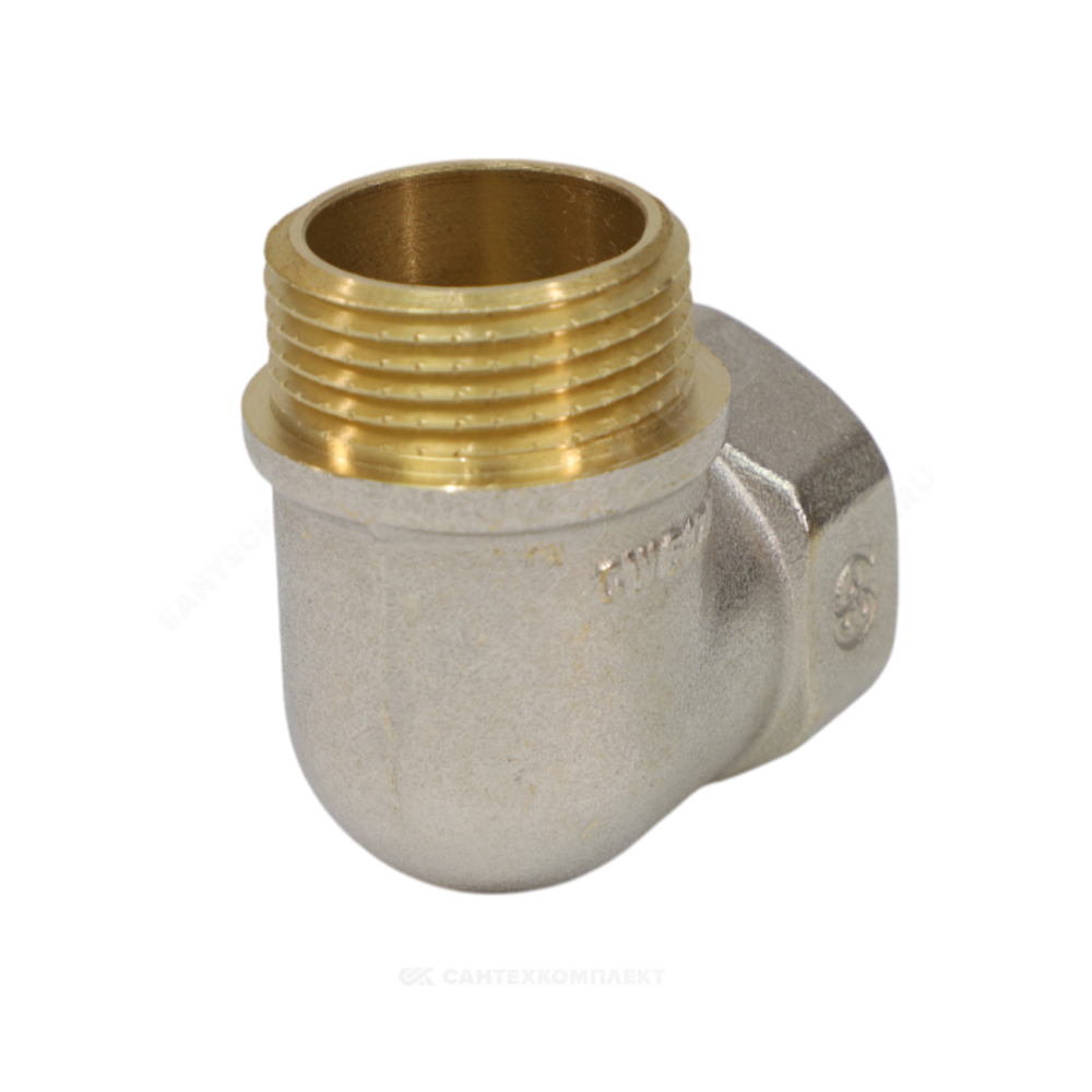 Угольник латунь никель Ду 15 (1/2") ВР/НР 9002 ГОСТ 32585-2013 Aquasfera 9002-01