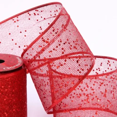Лента для декорирования «Мерцание» 10 см, 2,7 м, Красный