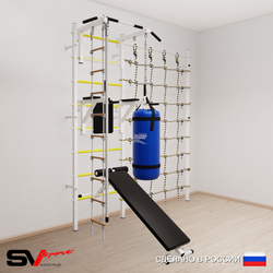 Шведская стенка Sv Sport 58510 (Турник стандарт/Брусья/Скамья/Канат/Лестница/Цепь/Мешок 15кг/Канатный лаз)