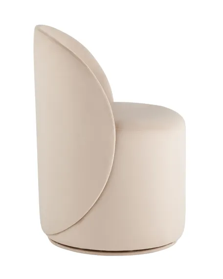 Крутящийся пуф со спинкой Loreen, молочный велюр