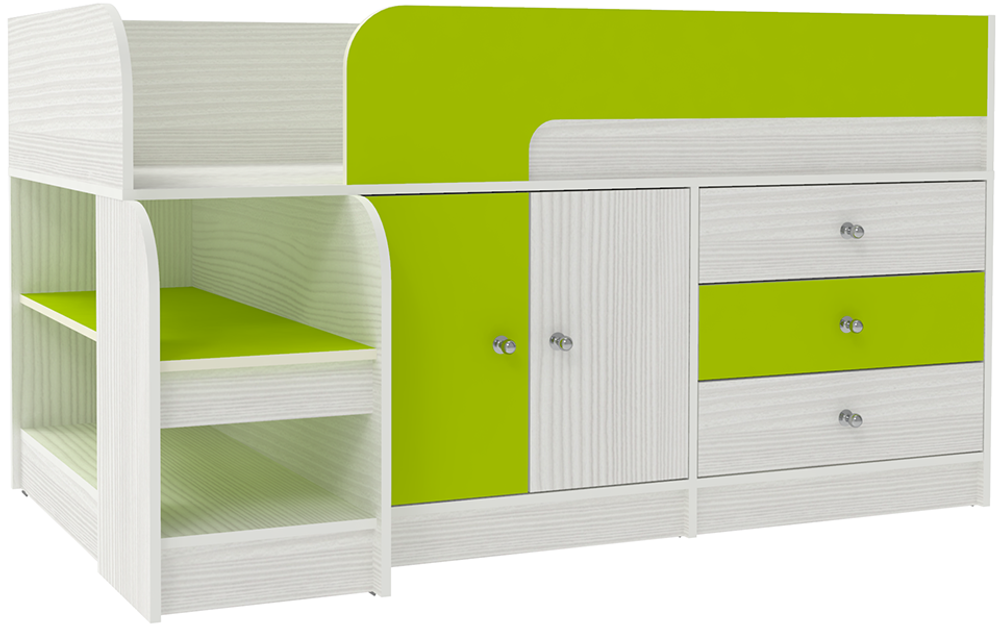 Кровать-чердак КарИВи Астра 9, 1 Белое Дерево Лайм