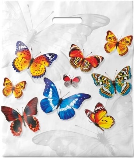 Пакеты с вырубной ручкой "Бабочки" 40х47+6см, 45мкм (50/500шт)