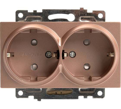 STEKKER Катрин Розетка СУ 2 мест.16А земля с защитной шторкой шампань GLS16-7114-02 39598