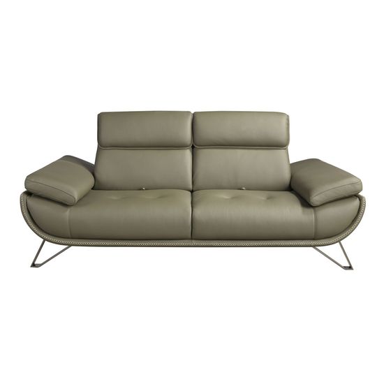 2-местный кожаный диван 6246 оливкового цвета