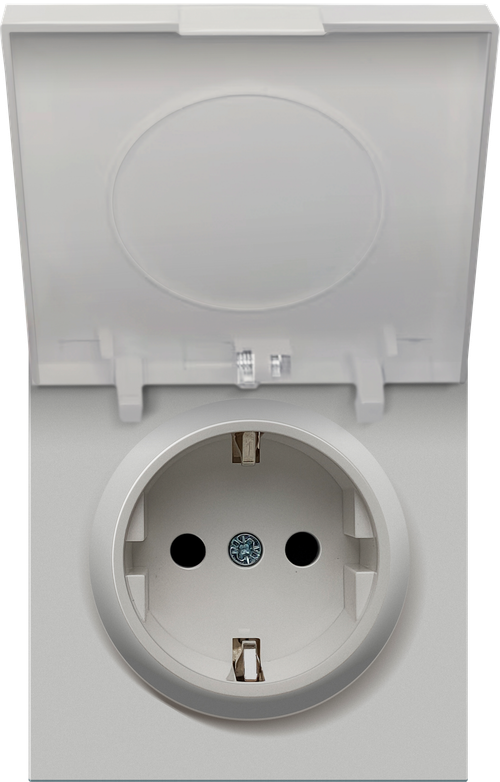 Накладка для розетки Schuko с крышкой, 16A 250 В~, матовый серый, серия R98