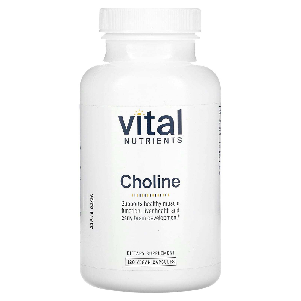 Vital Nutrients, холин, 120 веганских капсул (275 мг в 1 капсуле)