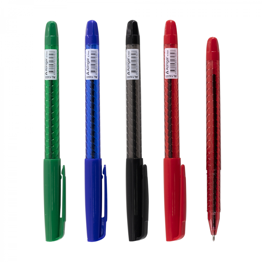 Ручка шариковая Alingar, "Classic", 0,7 мм, синяя, игольчатый наконечник, круглый цветной пластиковый корпус, цвет корпуса ассорти, пластик. упаковка