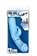 Голубой вибратор с клиторальным отростком SEE YOU SPOT ON (Цвет: голубой)