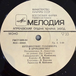 Виниловая пластинка Дж. Свифт – Путешествие Гулливера В Бробдингнег (Мелодия) LP