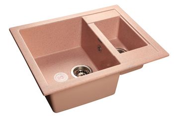 GRANFEST Мойка мрамор QUADRO GF-Q--610K 1.5-чаши. 610*500мм  розовый  арт.GF-