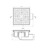 50 трап с гориз. спуском, н/рег решетка 150х150 нерж АНИ пласт TA5112
