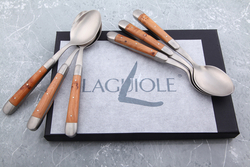 Set of 6 soup spoons, 2 bolsters, Juniper handle