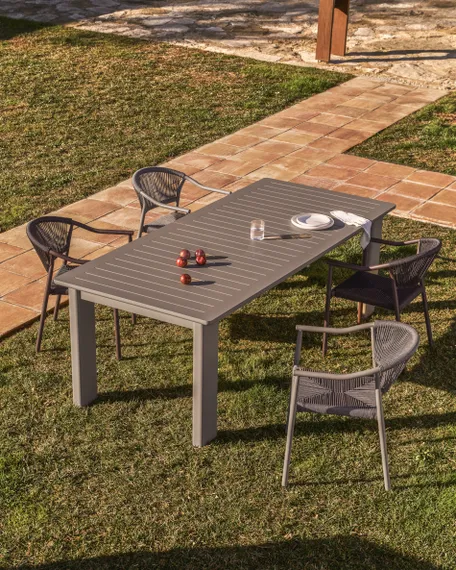 Раздвижной стол Livorno из алюминия цвета таупе, 233(350) x 100 см