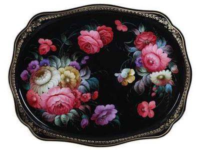 Жостовский поднос декоративный, размер 60х47 см (A31), металлический