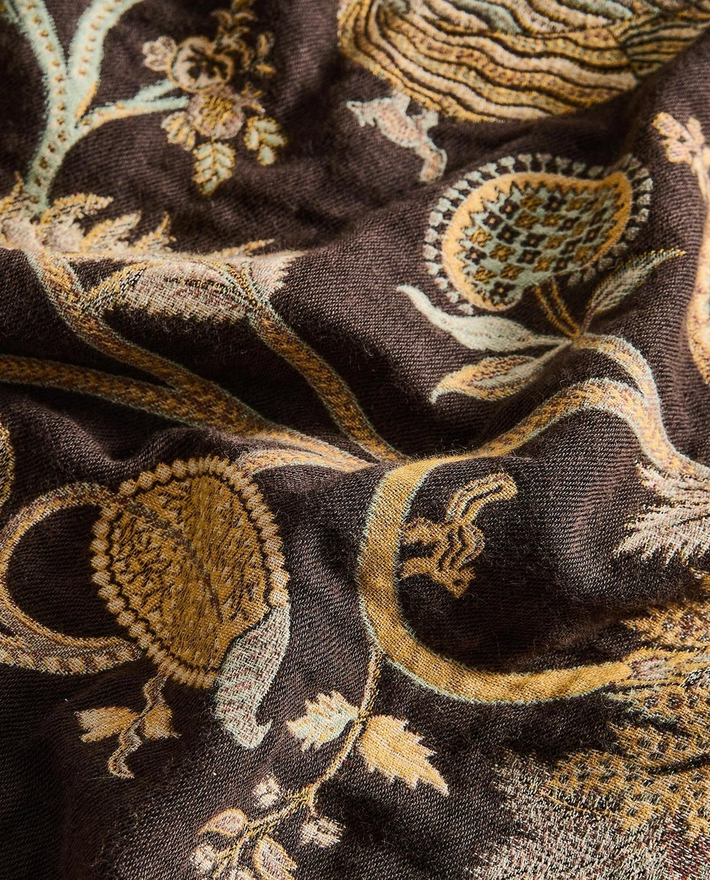 Zara Home - Жаккардовое одеяло с цветочным рисунком, коричневый, 140x190 см