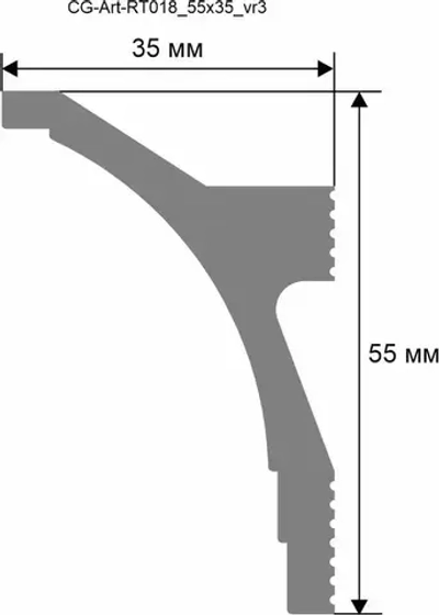 Плинтус потолочный под освещение 1750мм, 55х35, Карниз., Экополимер Evroplint ударопрочный VR018 с пазом для скрытого освещения