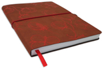 НОВИНКА! Блокнот "Cotton" в клетку А5 128 листов, гибкая обложка из бархатистой экокожи нубук  (цвет коричневый) с тиснением рисунка красной матовой фольгой