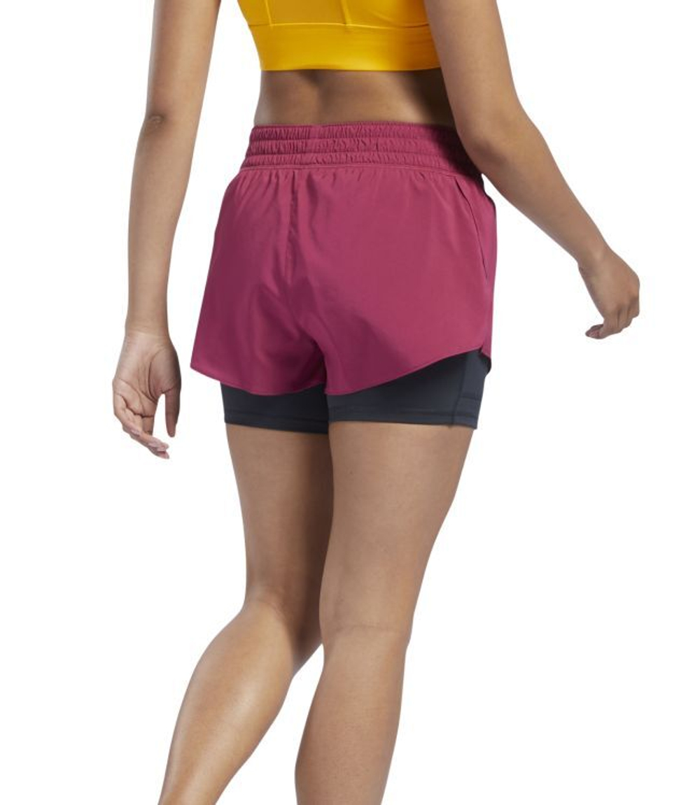 Женские Шорты теннисные Reebok Workout Ready Run 2 in 1 Short W - punch berry