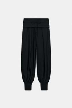 ZARA БРЮКИ-БОМБЕРЫ С ПОЯСОМ — ZW COLLECTION, ЧЕРНЫЙ