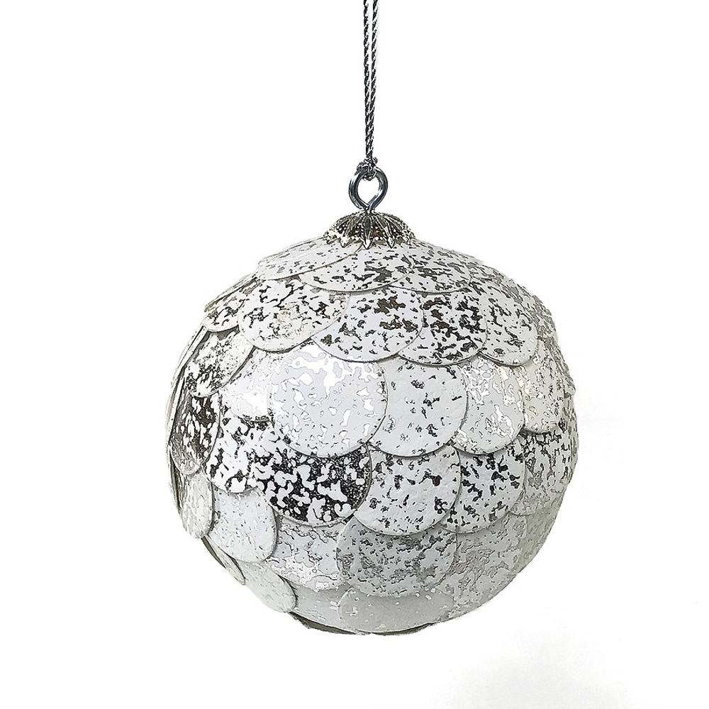 Шар новогодний декоративный paper ball, серебристый мрамор