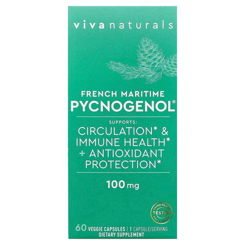 Viva Naturals, Pycnogenol®, френч приморский, 100 мг, 60 растительных капсул
