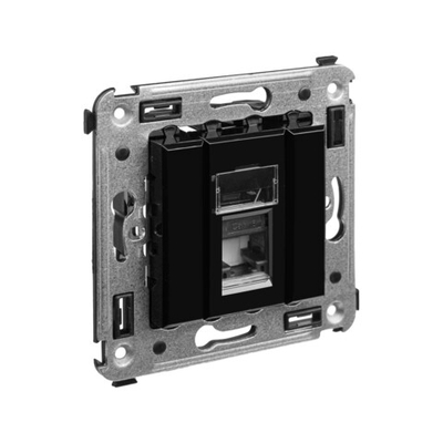 Компьютерная розетка RJ-45 в стену, кат.6 одинарная,"Avanti", "Черный квадрат"