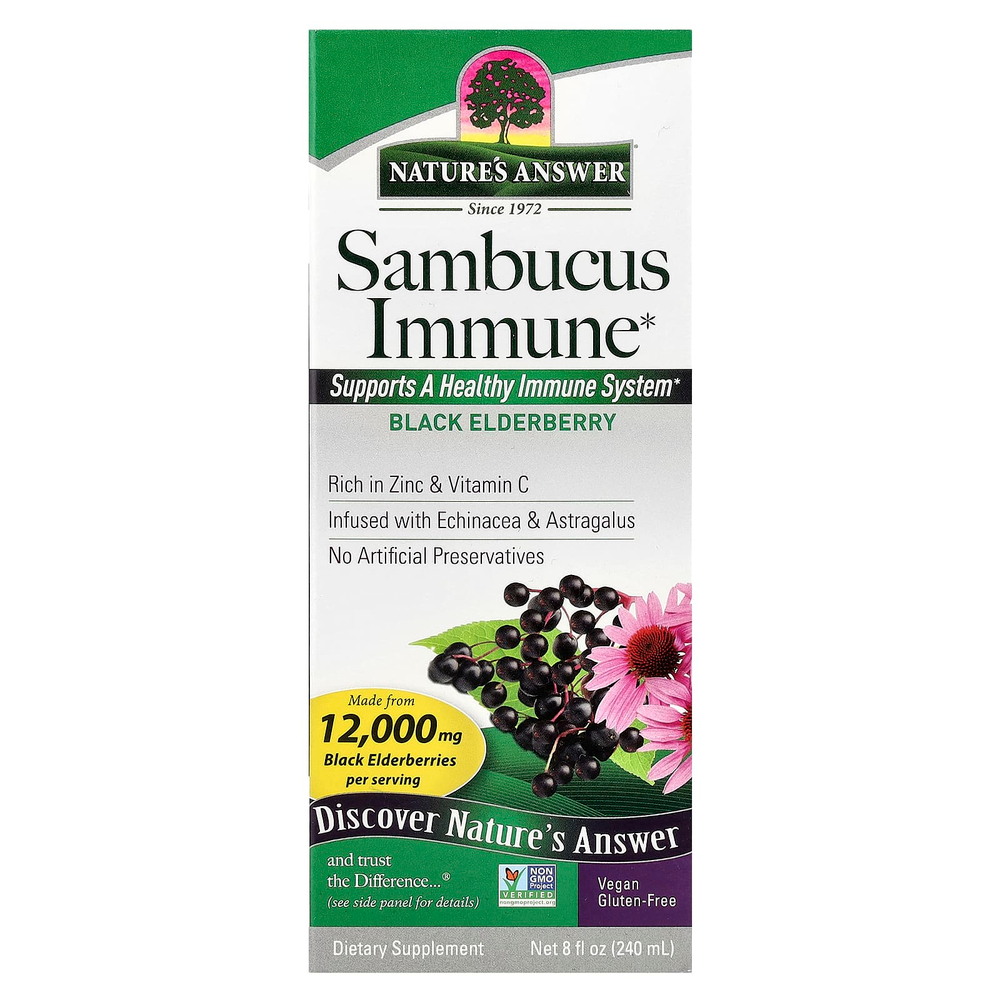Nature's Answer, Sambucus Immune, черная бузина, 12 000 мг, 240 мл (8 жидк. унций)