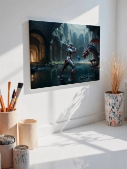 Картина на стену 40 X 50 Воин с драконом
