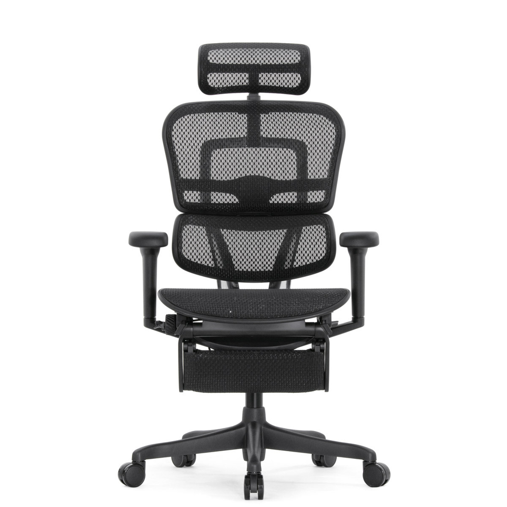 Кресло FALTO Ergohuman Ultra с подножкой ( чёрный каркас /сетка чёрный T-168-B1 Black )
