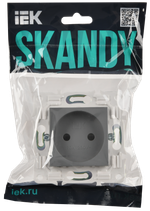 SKANDY Розетка без заземления с защитными шторками 10А SK-R01Gr серый IEK