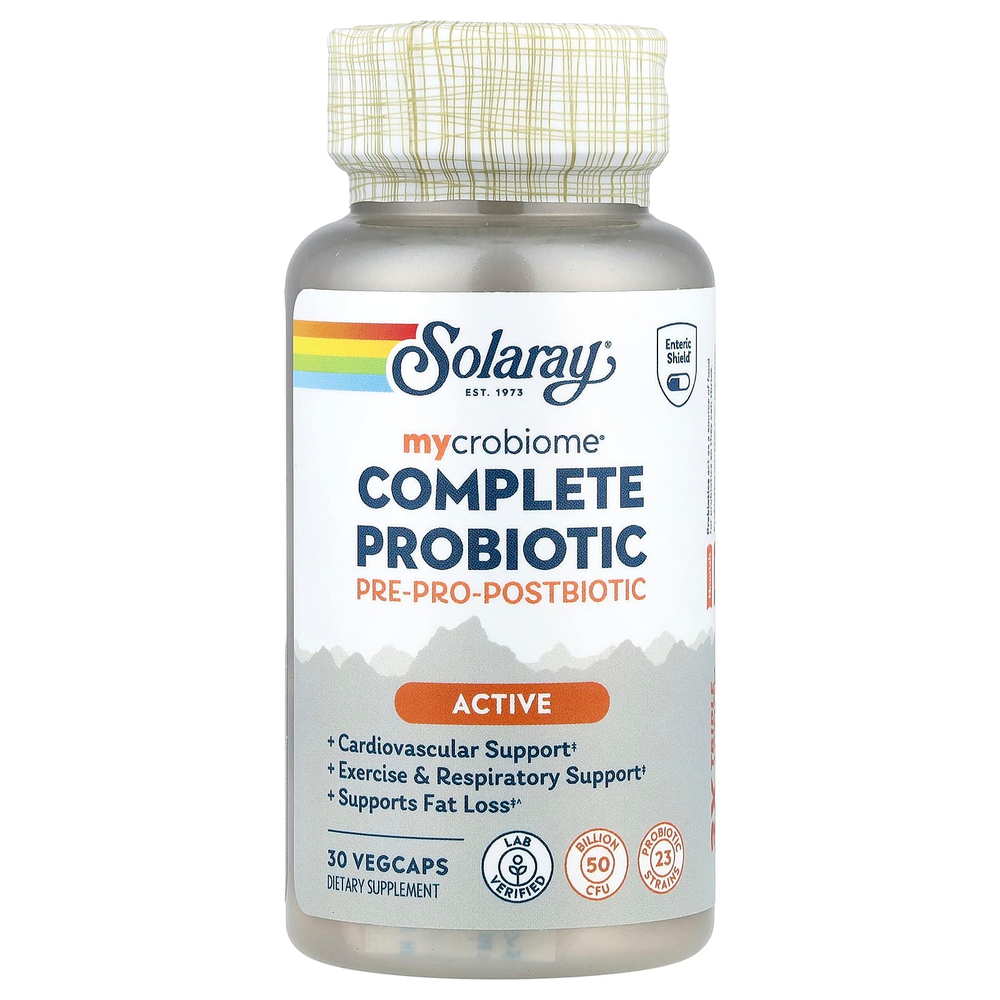 Solaray, Mycrobiome®, полноценный пробиотик, активный, 30 вегетарианских капсул