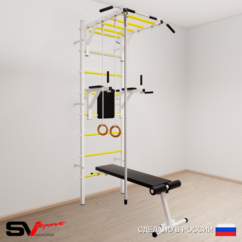 Шведская стенка Sv Sport 554 (Турник рукоход/Брусья/Скамья/Канат/Кольца)