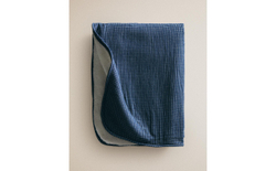 Zara Home плед детский из хлопка, синий, в клетку, 90x120 см